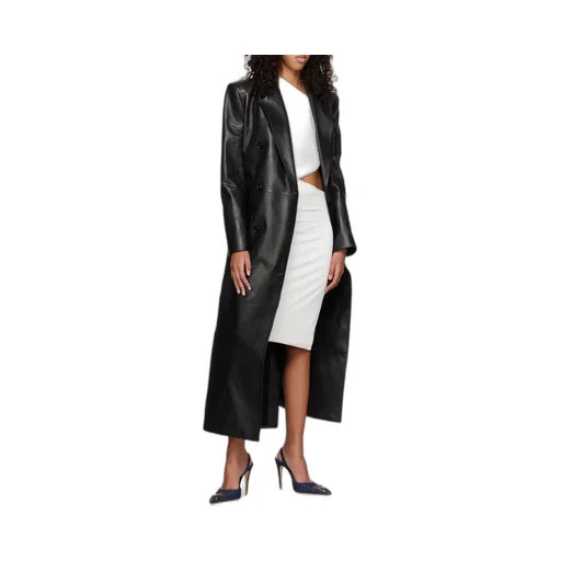 Long Leather Tailored Coat