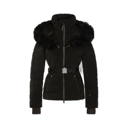 Fur-Trim Belted-Waist Coat