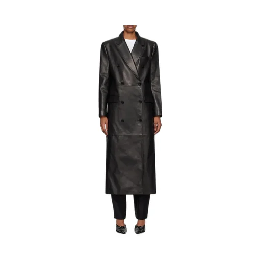 Long Leather Tailored Coat