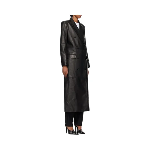 Long Leather Tailored Coat
