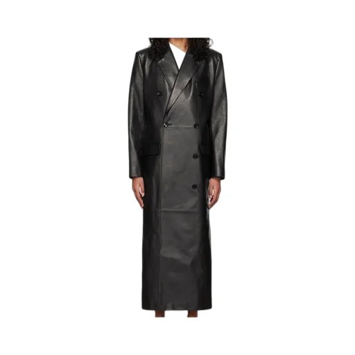 Long Leather Tailored Coat
