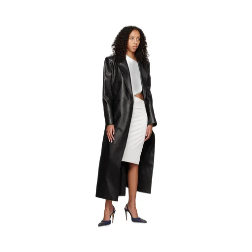 Long Leather Tailored Coat