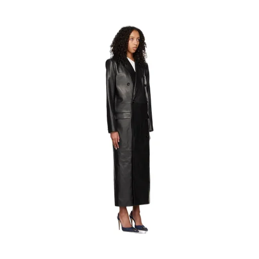 Long Leather Tailored Coat