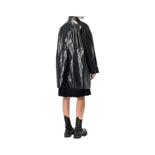 Single-Breasted Faux-Leather Coat