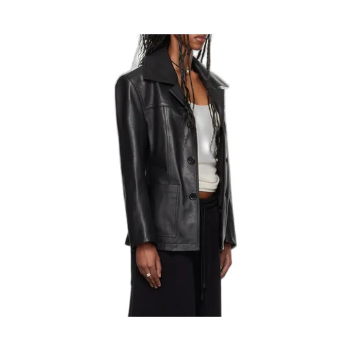 Long-Sleeved Leather Jacket