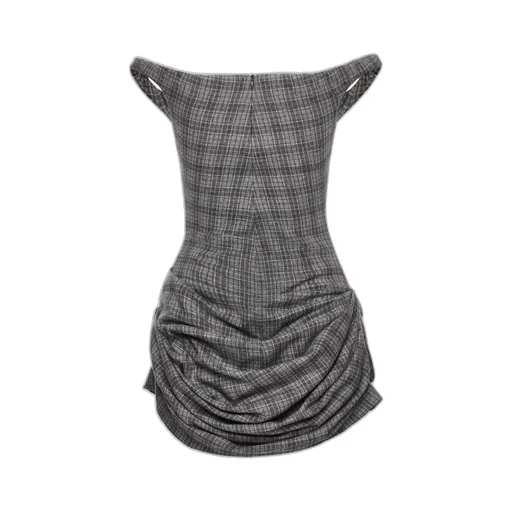 Plaid Draped Dress