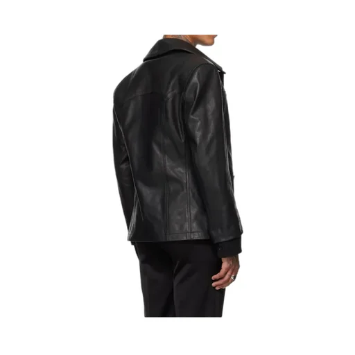 Long-Sleeved Leather Jacket