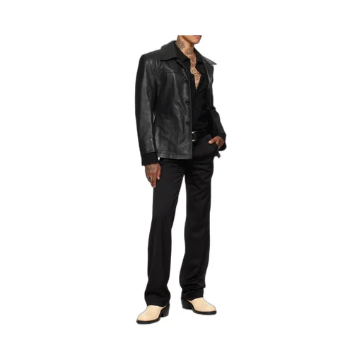 Long-Sleeved Leather Jacket