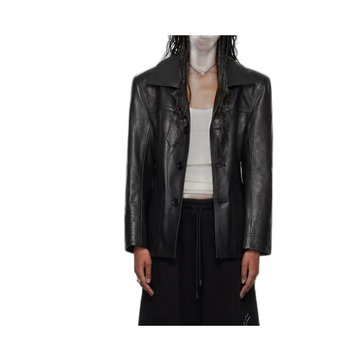 Long-Sleeved Leather Jacket