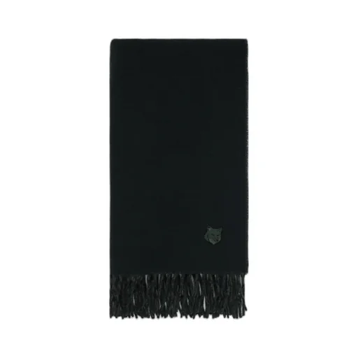 Bold Fox Head Patch Fringed Scarf
