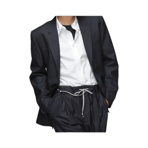 Single-Breasted Pinstriped Blazer