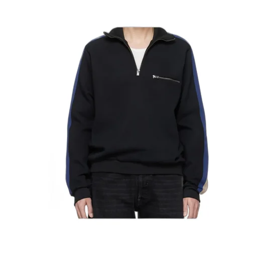 Stripe-Detail Half-Zip Sweatshirt