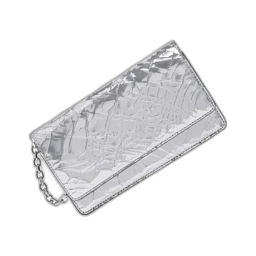 Textured Foldover Chain Wallet