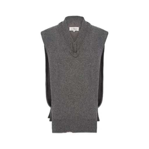 V-Neck Sleeveless Rib-Knitted Jumper