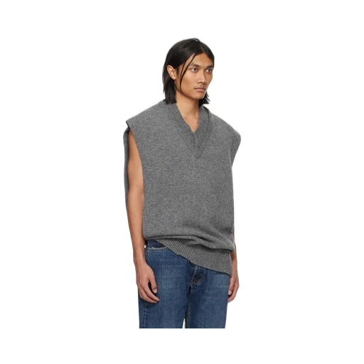 V-Neck Sleeveless Rib-Knitted Jumper