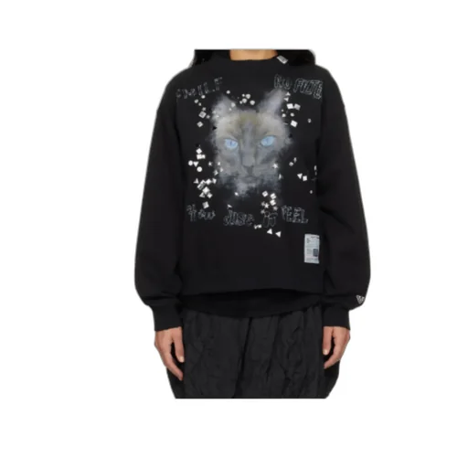 Cat-Print Embellished Sweatshirt