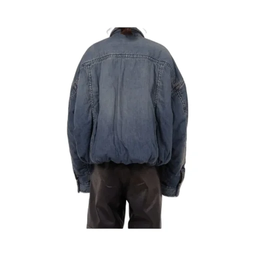 Rolled-Up Hem Down Denim Jacket