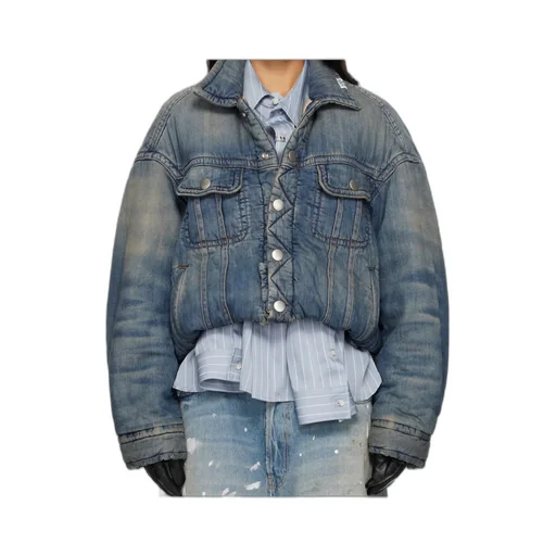 Rolled-Up Hem Down Denim Jacket