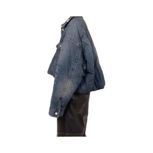 Rolled-Up Hem Down Denim Jacket