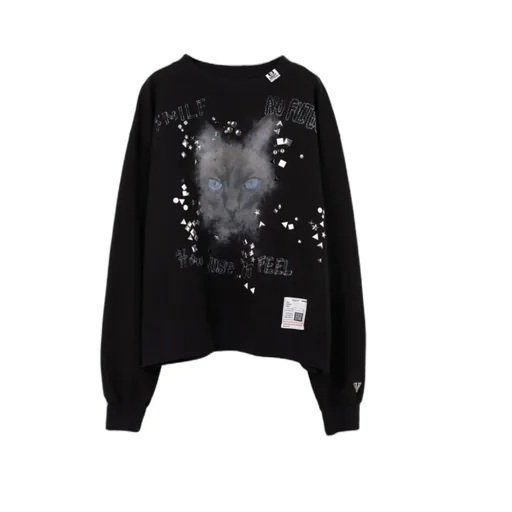 Cat-Print Embellished Sweatshirt