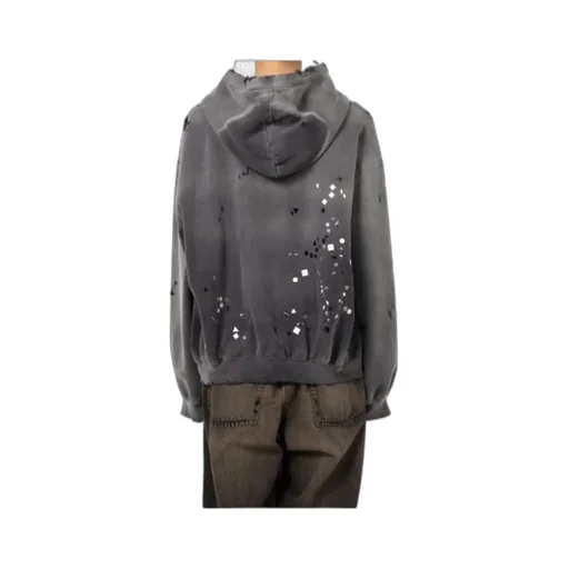 Distressed Embellished Hooded Top
