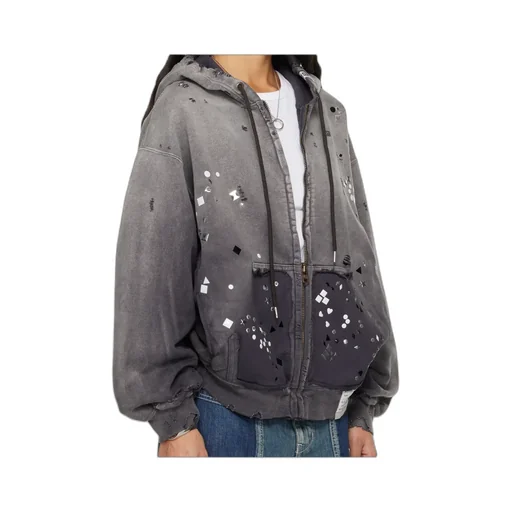 Distressed Embellished Hooded Top