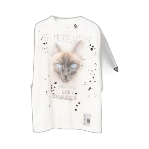 Cat-Print Embellished T-Shirt