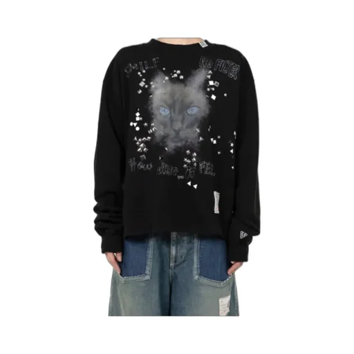 Cat-Print Embellished Sweatshirt