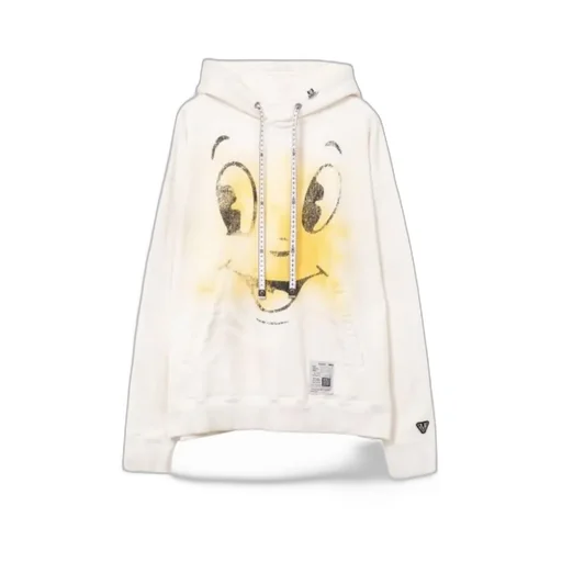 Happy Face Printed Distressed Hoodie