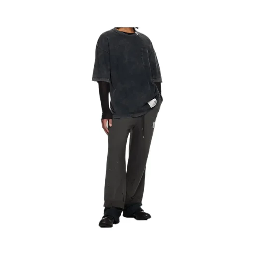 Drawstring Distressed Track Pants