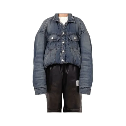 Rolled-Up Hem Down Denim Jacket