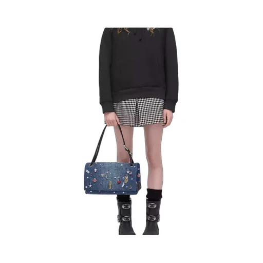 The Trinket Charm Denim Large Dual Bag