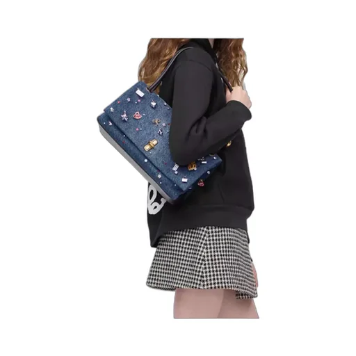 The Trinket Charm Denim Large Dual Bag