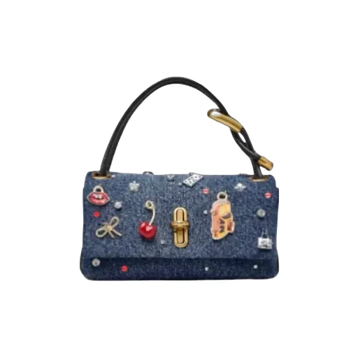 The Trinket Charm Denim Large Dual Bag