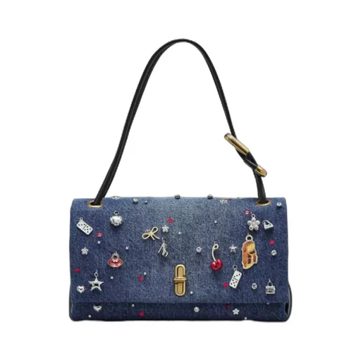 The Trinket Charm Denim Large Dual Bag