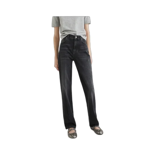 Topstitched Wide-Leg Jeans