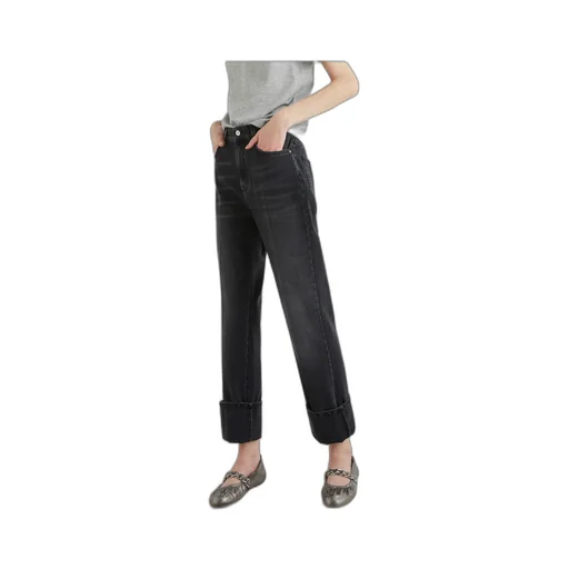 Topstitched Wide-Leg Jeans