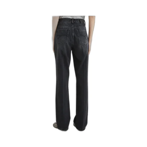 Topstitched Wide-Leg Jeans