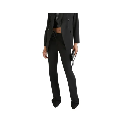 Flared Trousers With Flower-Adorned Belt Detail