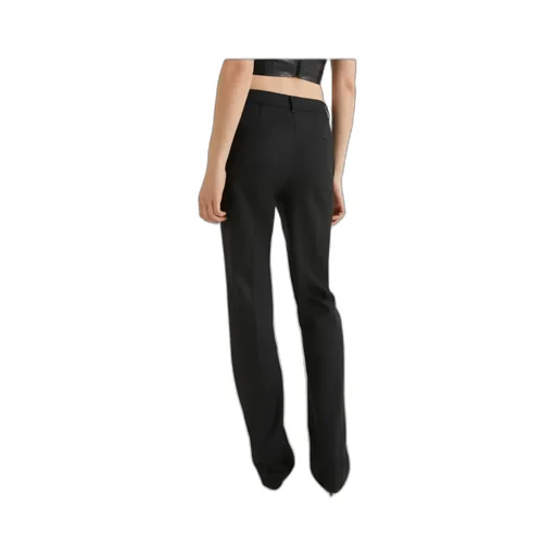 Flared Trousers With Flower-Adorned Belt Detail