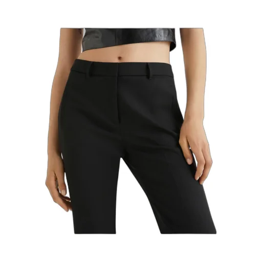 Flared Trousers With Flower-Adorned Belt Detail