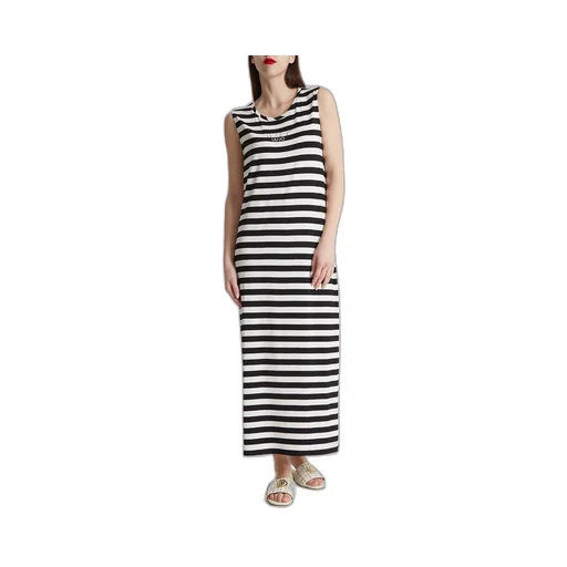 Striped Crewneck Sleeveless Dress