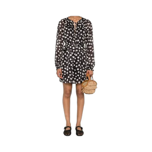 Polka-Dot Tie-Neck Dress
