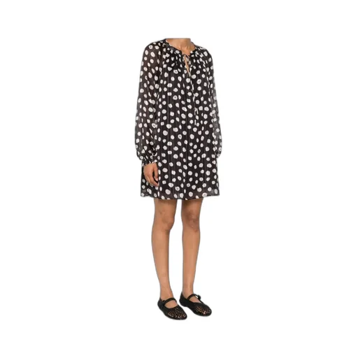 Polka-Dot Tie-Neck Dress