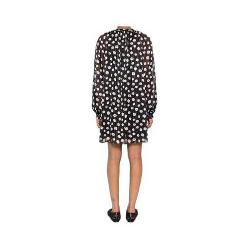Polka-Dot Tie-Neck Dress