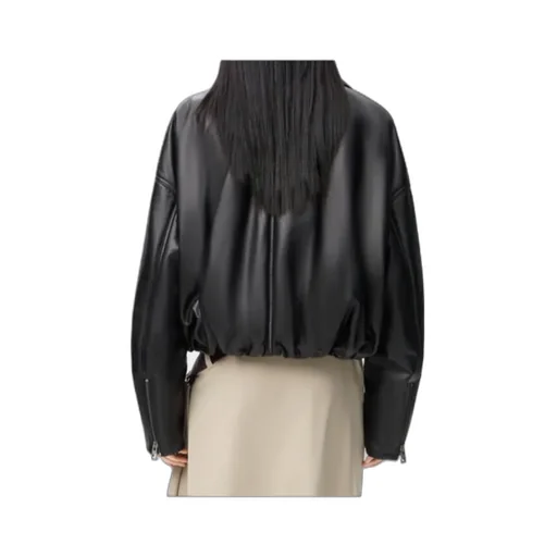 Long-Sleeved Leather Jacket