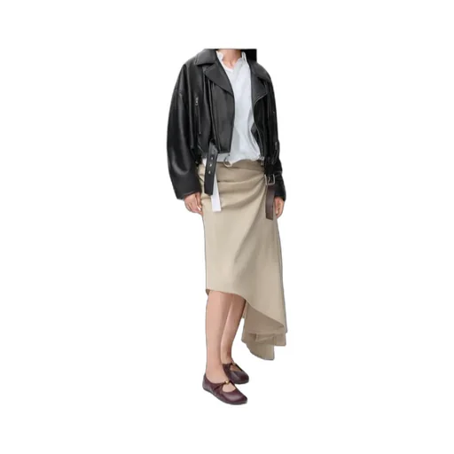 Long-Sleeved Leather Jacket