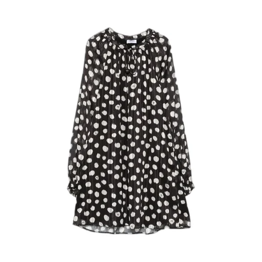 Polka-Dot Tie-Neck Dress