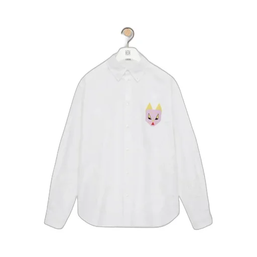 Futurist Cat Embroidered Shirt
