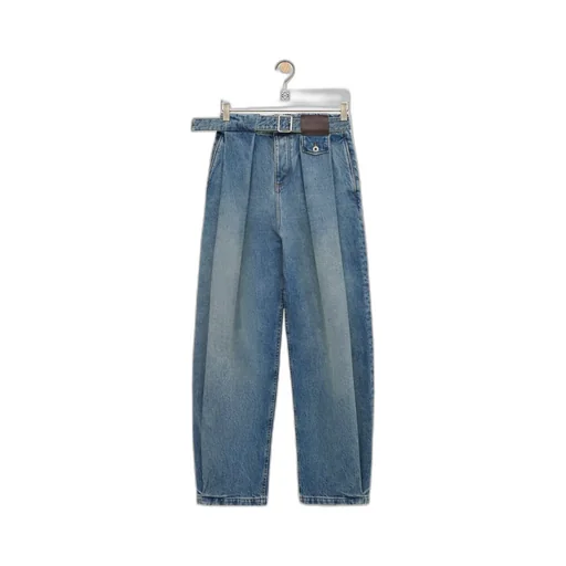Pleated Loose Leg Jeans
